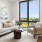 a living room with a large window